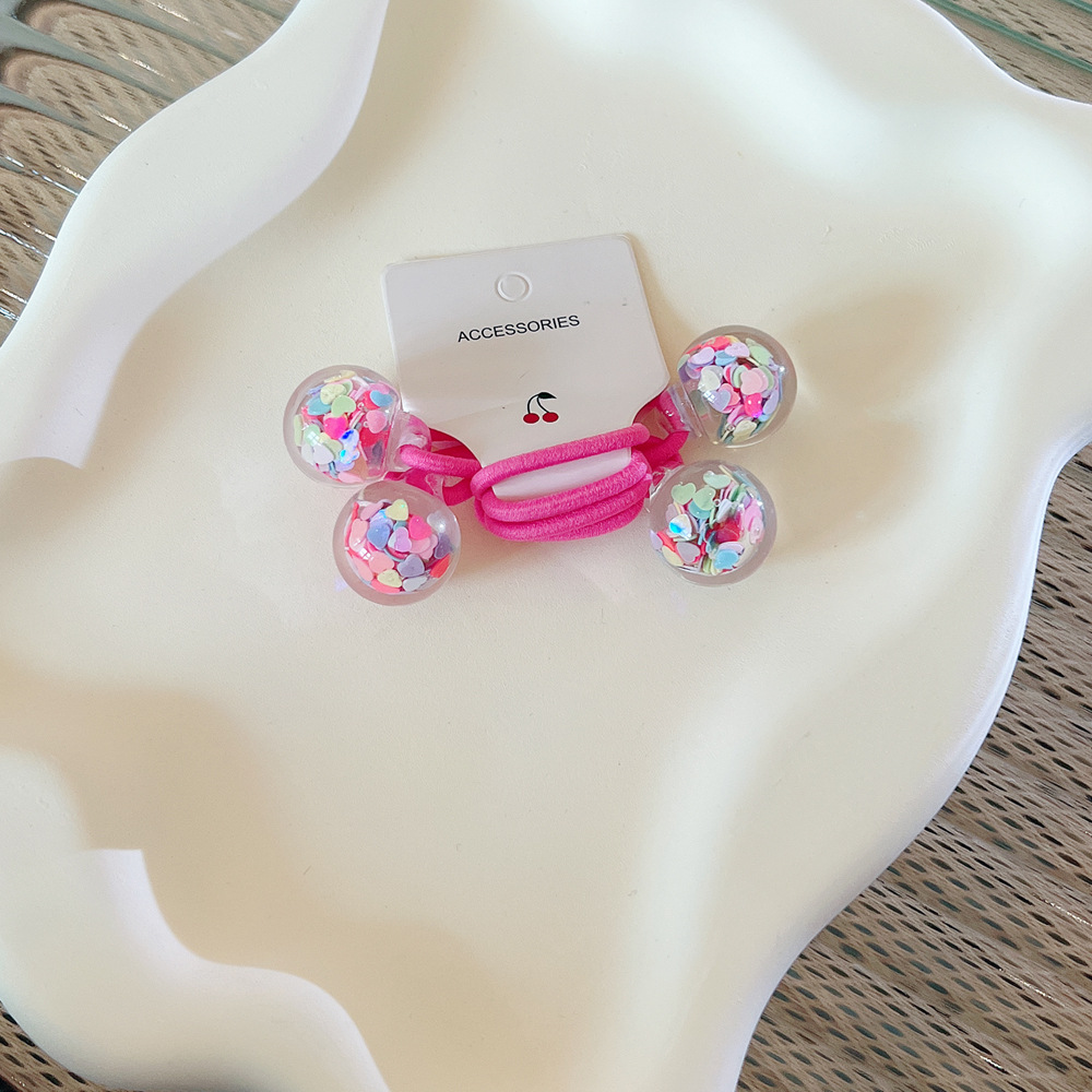 Cuerda de pelo de doble raíz para niños Corea del Sur accesorios para el cabello para niñas Bola de arena movediza banda de goma corbata cabeza de bola cuerda de pelo de cola de caballo