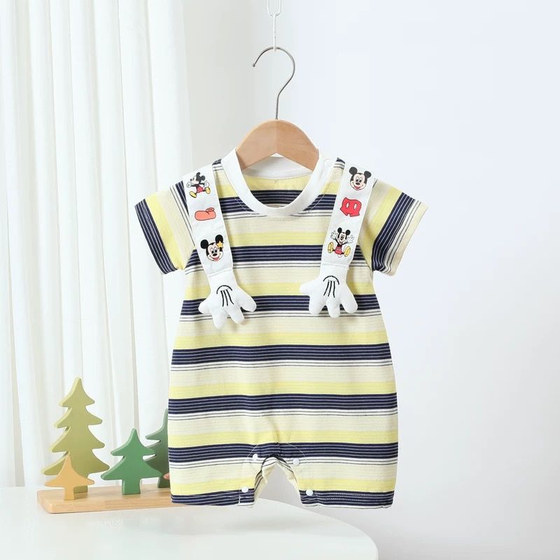 Shawl horizontal striped summer one-piece Mickey