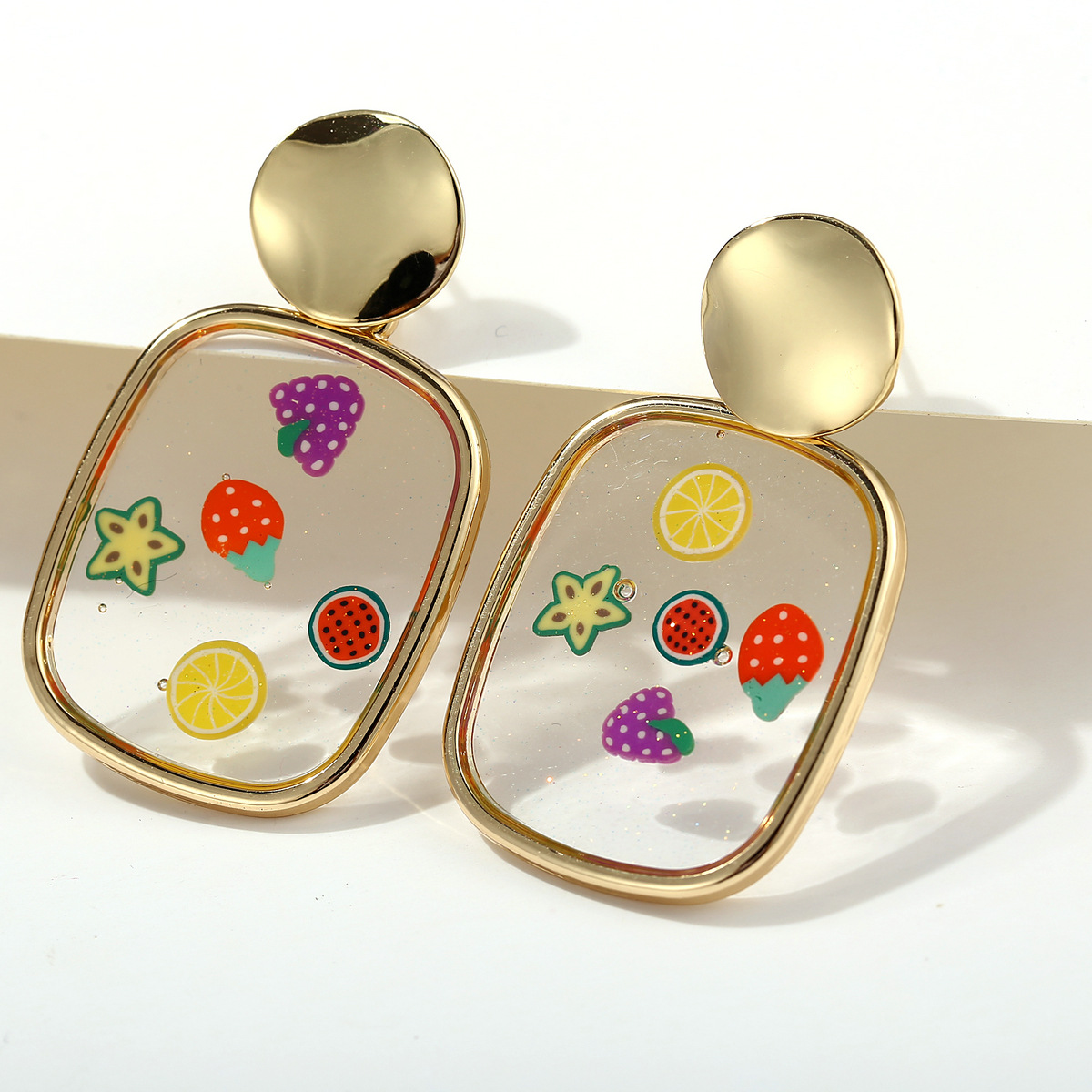 Creative Retro Fruit Geometric Earrings display picture 9