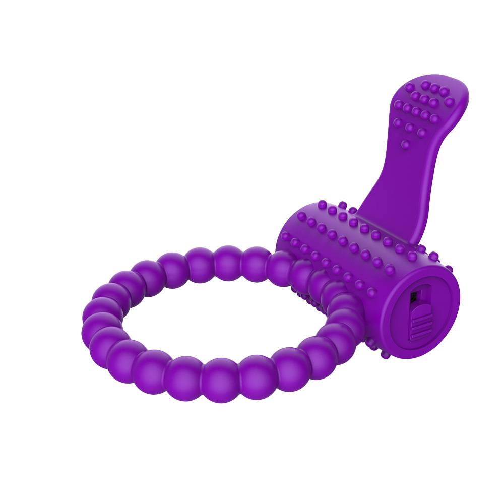 Silicone Vibrating Locking Ring with Prostate Massager, Electric Delay Ring, Purple — detail image 13