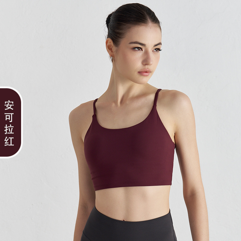 Ropa interior deportiva mujer de alta resistencia a prueba de golpes belleza espalda U-cuello yoga Sling Lycra running fitness yoga ropa interior