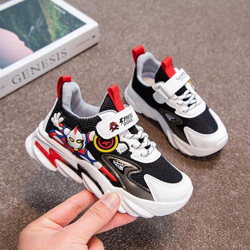 Children's Shoes Wholesale Boys' Shoes 2024 Spring New Children's Bumblebee Mesh Shoes Baby Cartoon Dad Sneakers