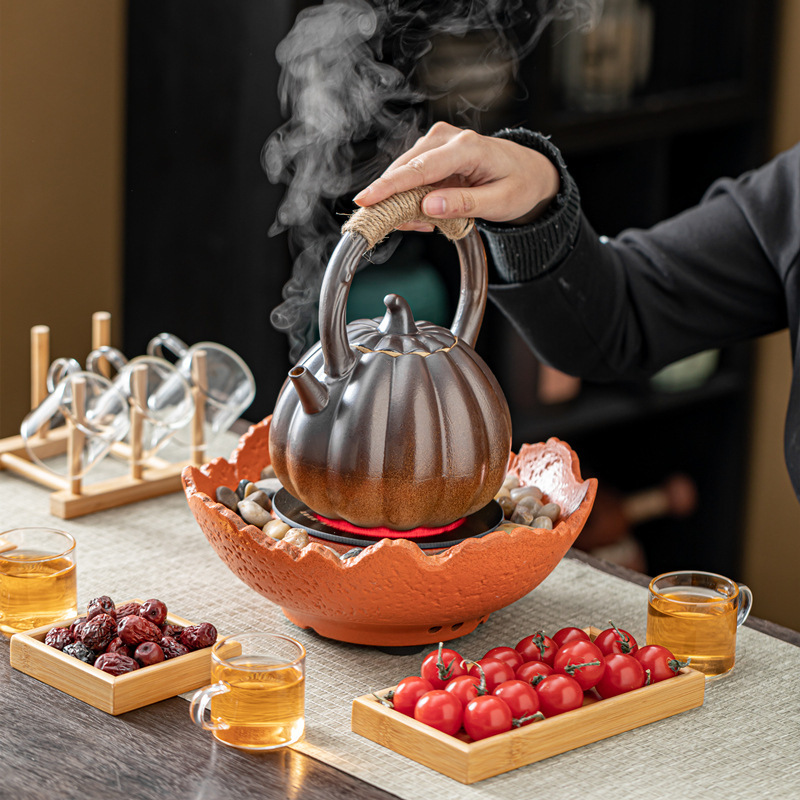Stove tea cooking electric ceramic stove household indoor electric ceramic tea cooker tea cooker heat-resistant ceramic pot tea stove suit plug-in