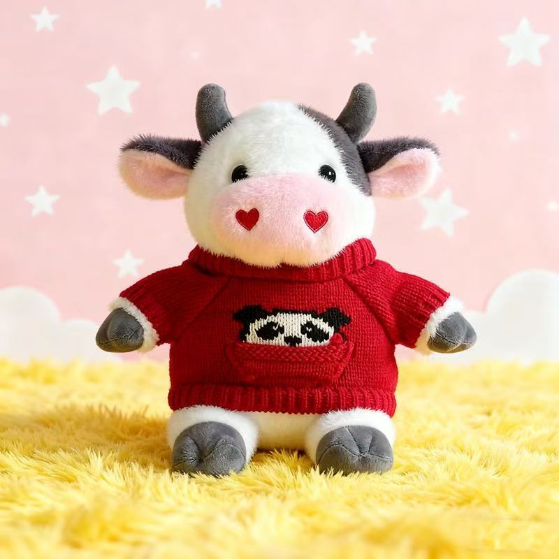 Transfronterizos de vestir grandes flores juguetes de peluche muñecas de vaca zodiacal muñecas de tela regalo muñecas de vaca de flores muñecas