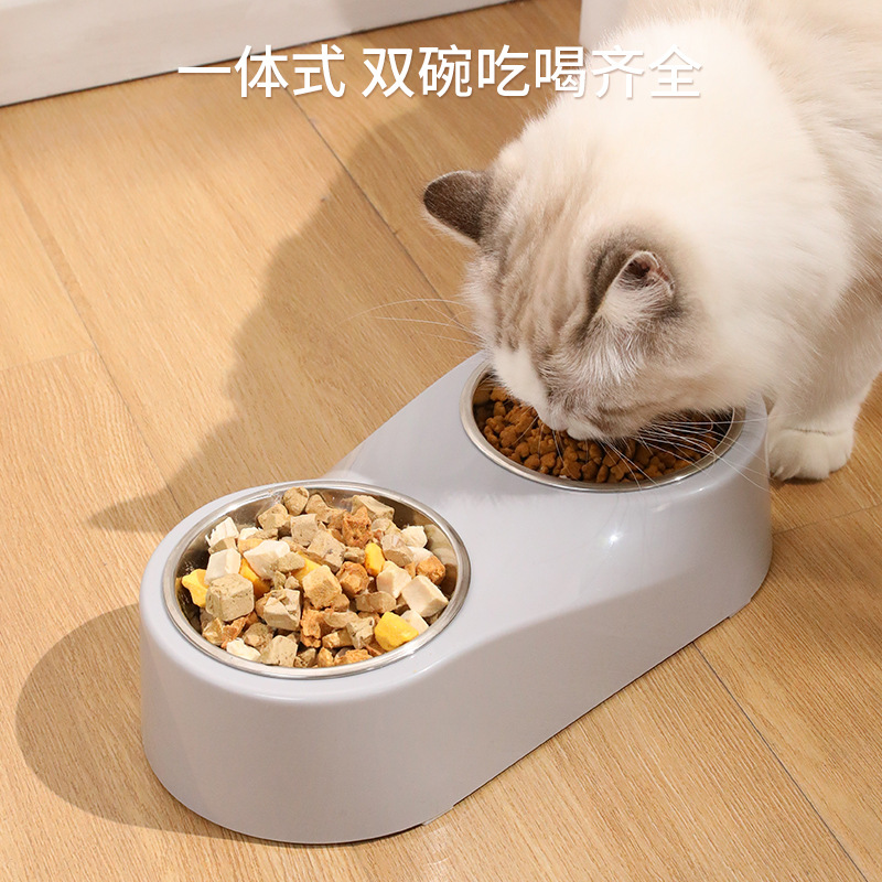 Pipitao original espesado ABS antideslizante perro cuenco desvanecimiento ∞ palabra mascota doble tazón mediano y perro grande perro de acero inoxidable