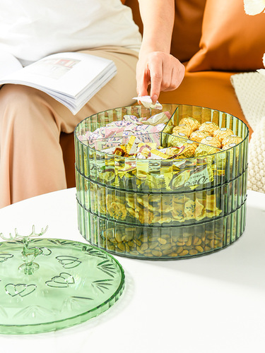 Fruit Plate New Year's Fruit Plate Divided Dustproof Storage Box Multi-layer Elk Fruit Plate Snacks and Dried Fruits with Cover