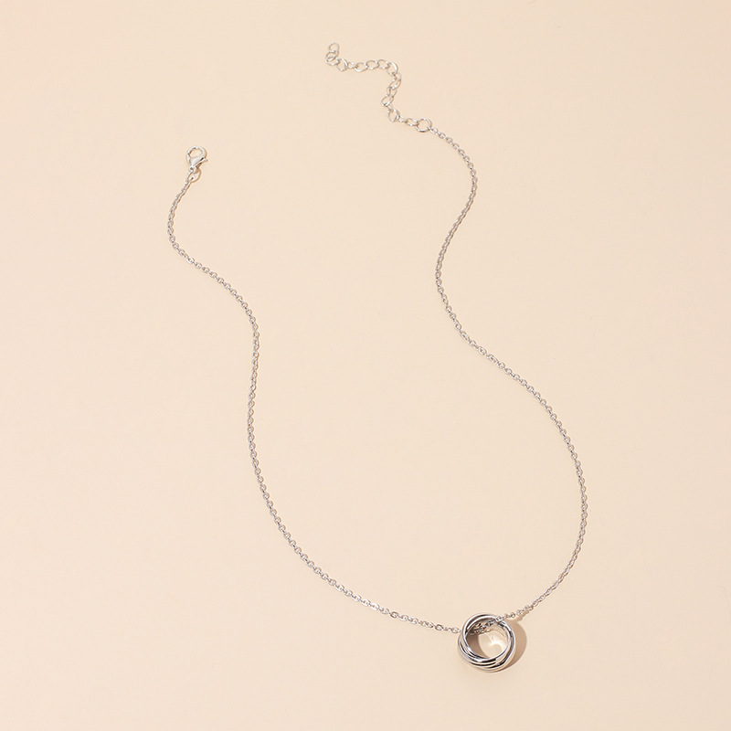 7g Weight Necklace Classification Wedding, Travel Occasion Women'S Gender Gold, Silver Color Hip-hop Geometric Ring Pendent Necklace 5