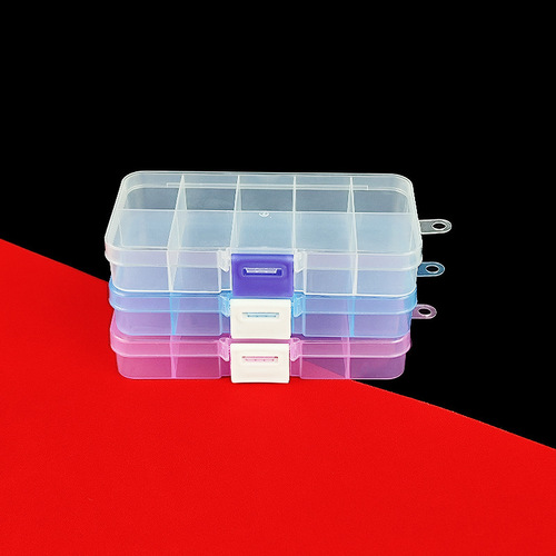 Fixed 10-grid dustproof storage box with nail wearing storage classification plastic box, hook screw parts separation storage box