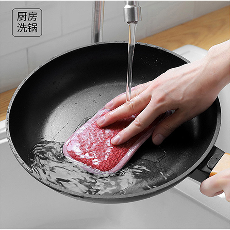 En stock multi-funcional paño de limpieza de doble cara lavado plato esponja limpieza cocina cepillo olla para eliminar las manchas fregar paño al por mayor