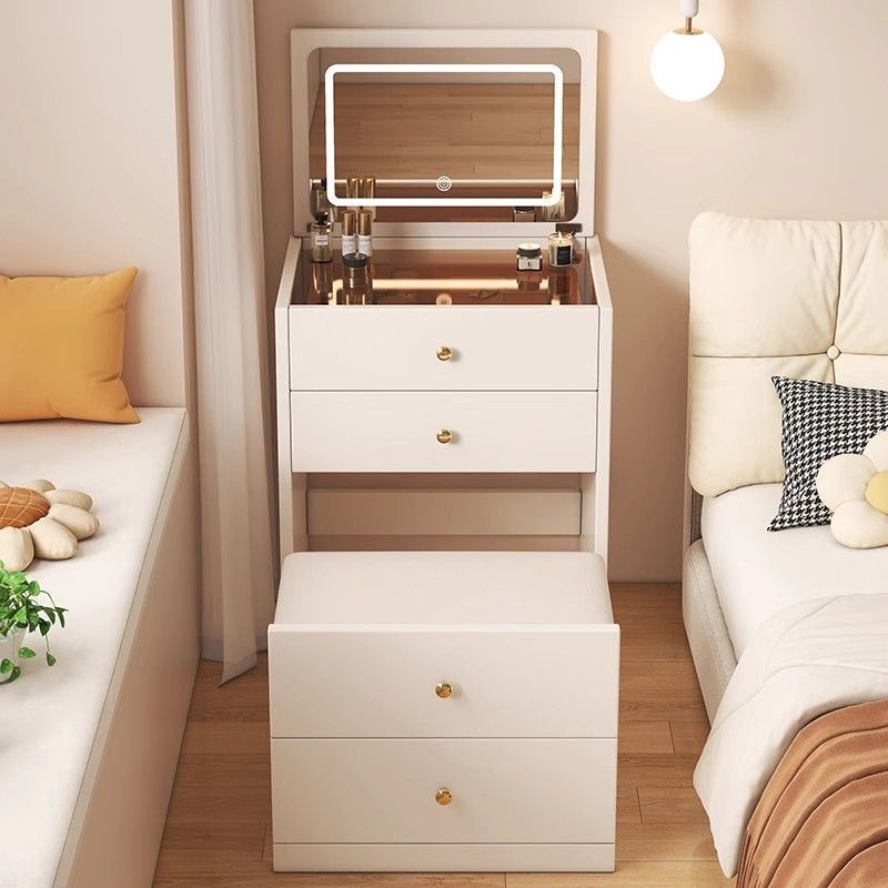 Solid Wood Dressing Table, Bedside Table, Integrated Makeup Table, Small Apartment Bedroom Flip-Top Makeup Table, Cosmetics Storage Cabinet