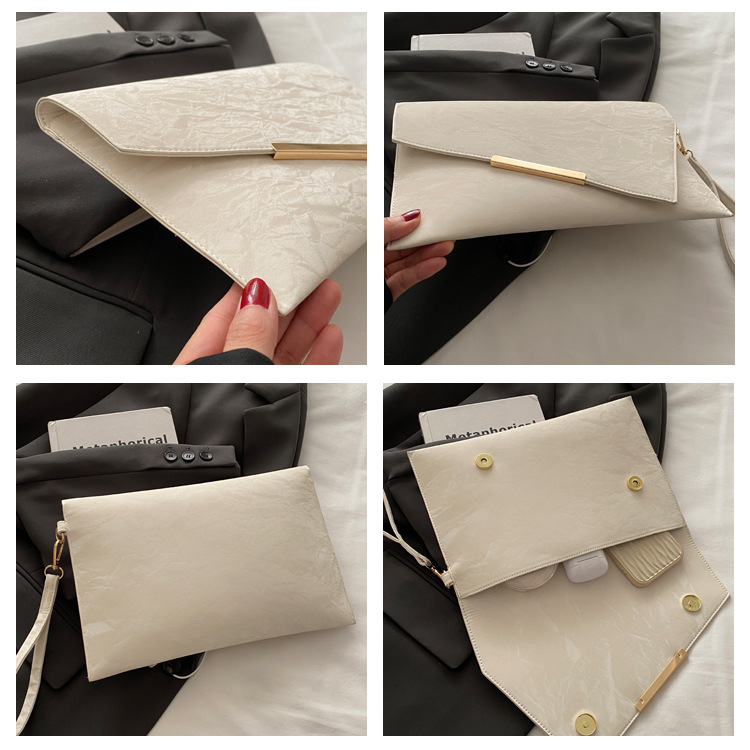 112g Weight Sewing Thread Fashion Element Magnetic Buckle Closure Type Top Handle Strap Type Envelope Bag Bags Type Office, Party Occasion Pu Leather Material Solid Color Pattern All Seasons Season Women's Gender Elegant Style Square Shape Pu Leather Solid Color Sewing Thread Square Clutches 无