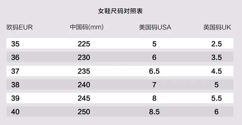 尺码表