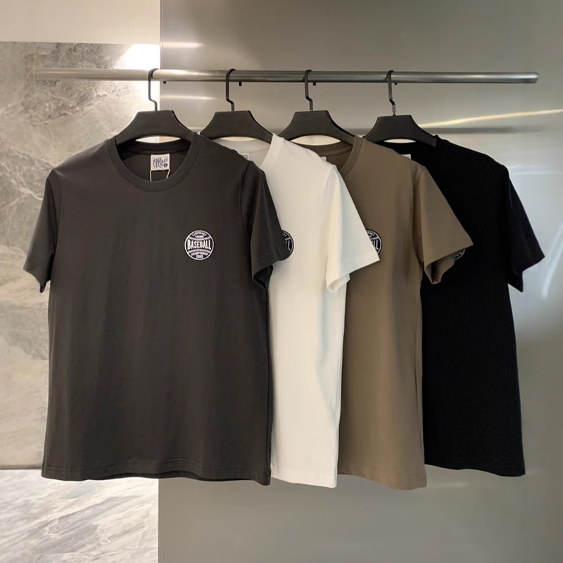 HK Designer! Three-dimensional Embroidered Summer Cotton Casual Round Neck Men's Short-sleeved T-shirt