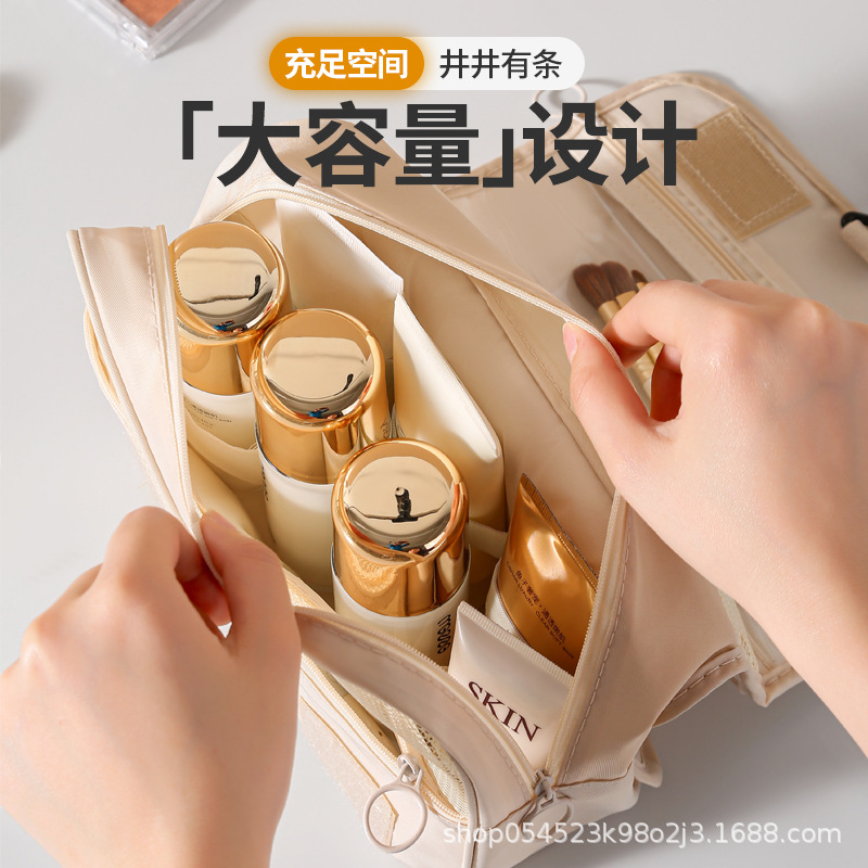 Gran capacidad húmeda y seca separación gancho bolsa portátil viaje simple chica corazón cosmético bolsa lavado plegable almacenamiento