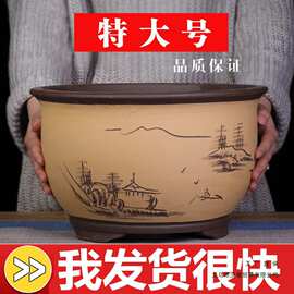 紫砂花盆大号兰花盆阳台种菜盆栽花卉特大号批发陶瓷花盆