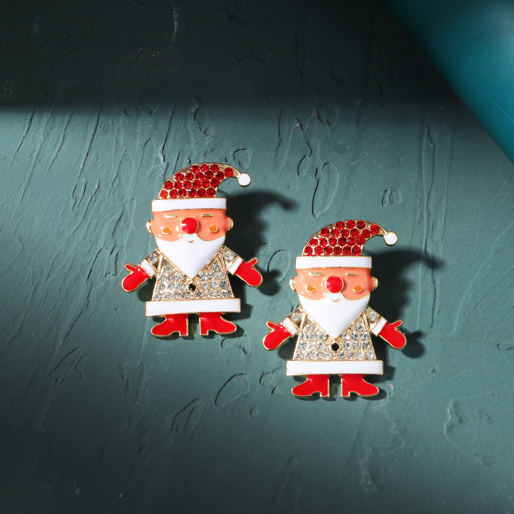 European And American Christmas Day Alloy Diamond-studded Santa Claus Creative Shiny Earrings display picture 2