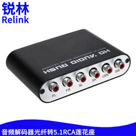 5.1声道DTS杜比AC-3数字音频解码器发烧光纤同轴转模拟RCA莲花头