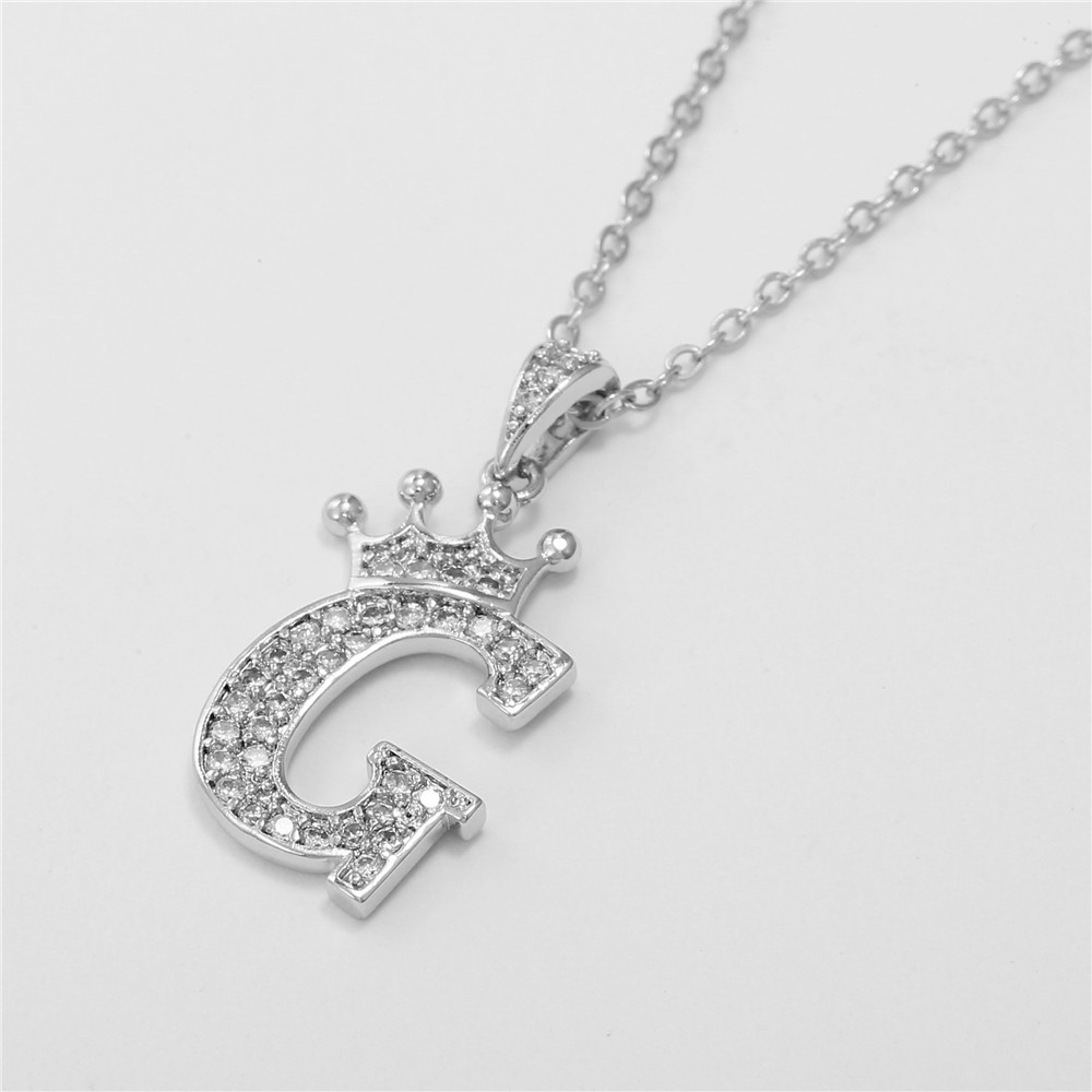 Fashion Micro-inlaid Zircon Crown English Letter Necklace Platinum Necklace Wholesale Nihaojewelry display picture 10