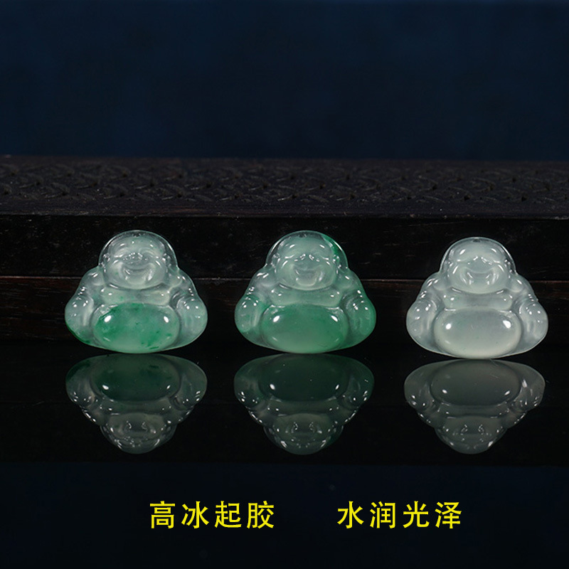 厂家天然正品非洲翠冰种佛吊坠公飘花阳绿笑佛玉佩玉佛玉石大肚佛|undefined