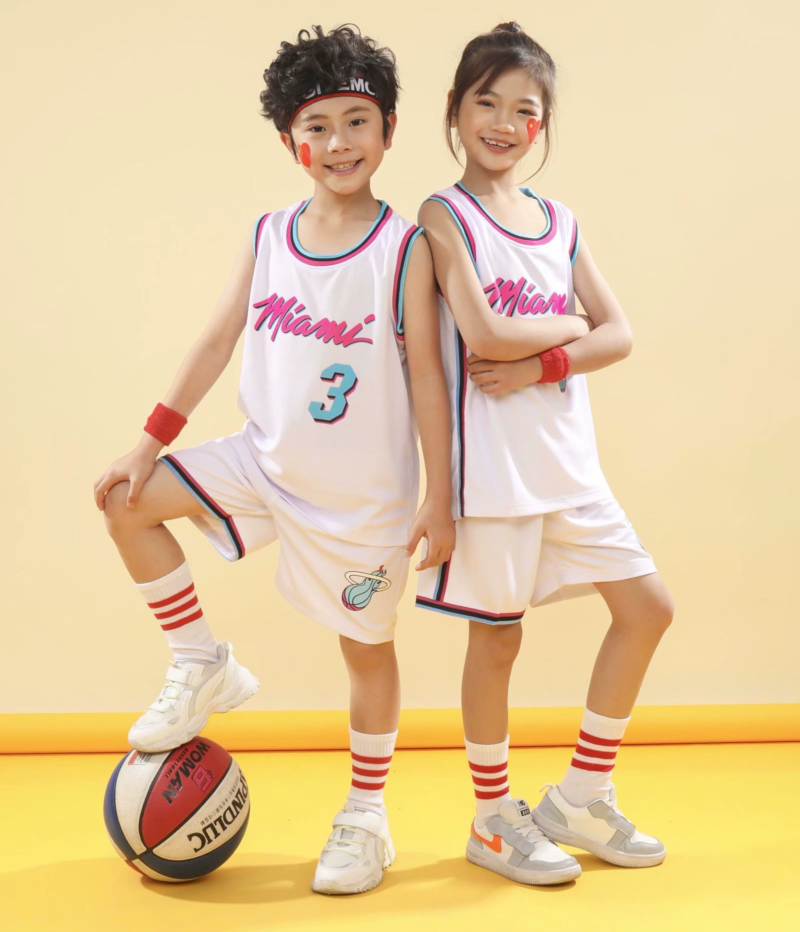 Basketball uniform for men and women, football uniform for elementary school students, 3 size, custom-made