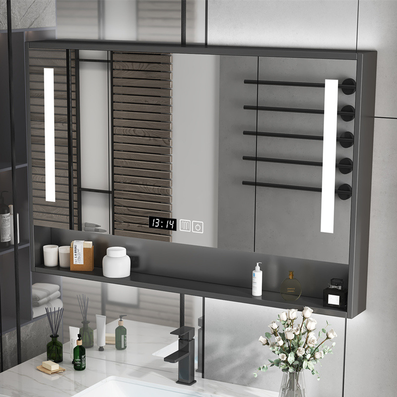 现代简约智能免漆浴室镜柜挂墙式北欧卫生间储物镜箱镜子带置物架