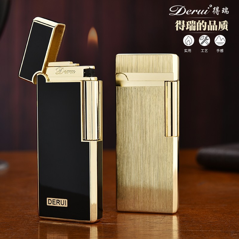 德瑞朗声轻巧便捷可装香烟盒里砂轮超薄充气打火机送男士厂家批发