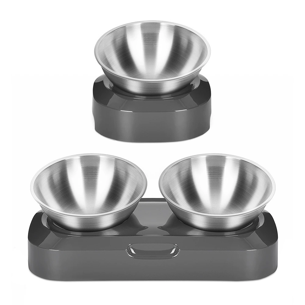 Регулируемая нержавеющая сталь кошачий тазик наклонный кошачий миска скошенная вода чаша одна чаша двойная миска кошачий корм миска для домашних животных