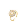 Tide, sophisticated zirconium, adjustable ring, flowered, on index finger