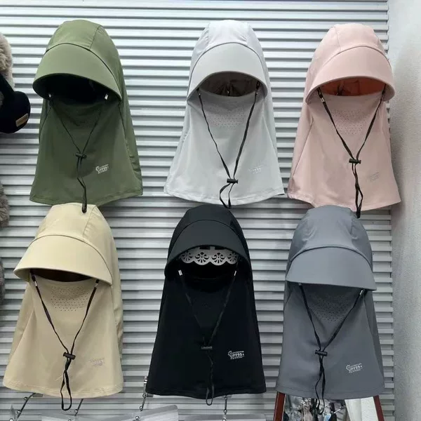Ice Silk Summer Sun Protection Full-Face Integrated Thin Neck Protection Anti-Uv Sun Hat Three-In-One Outdoor Cycling and Mountain Climbing Hat