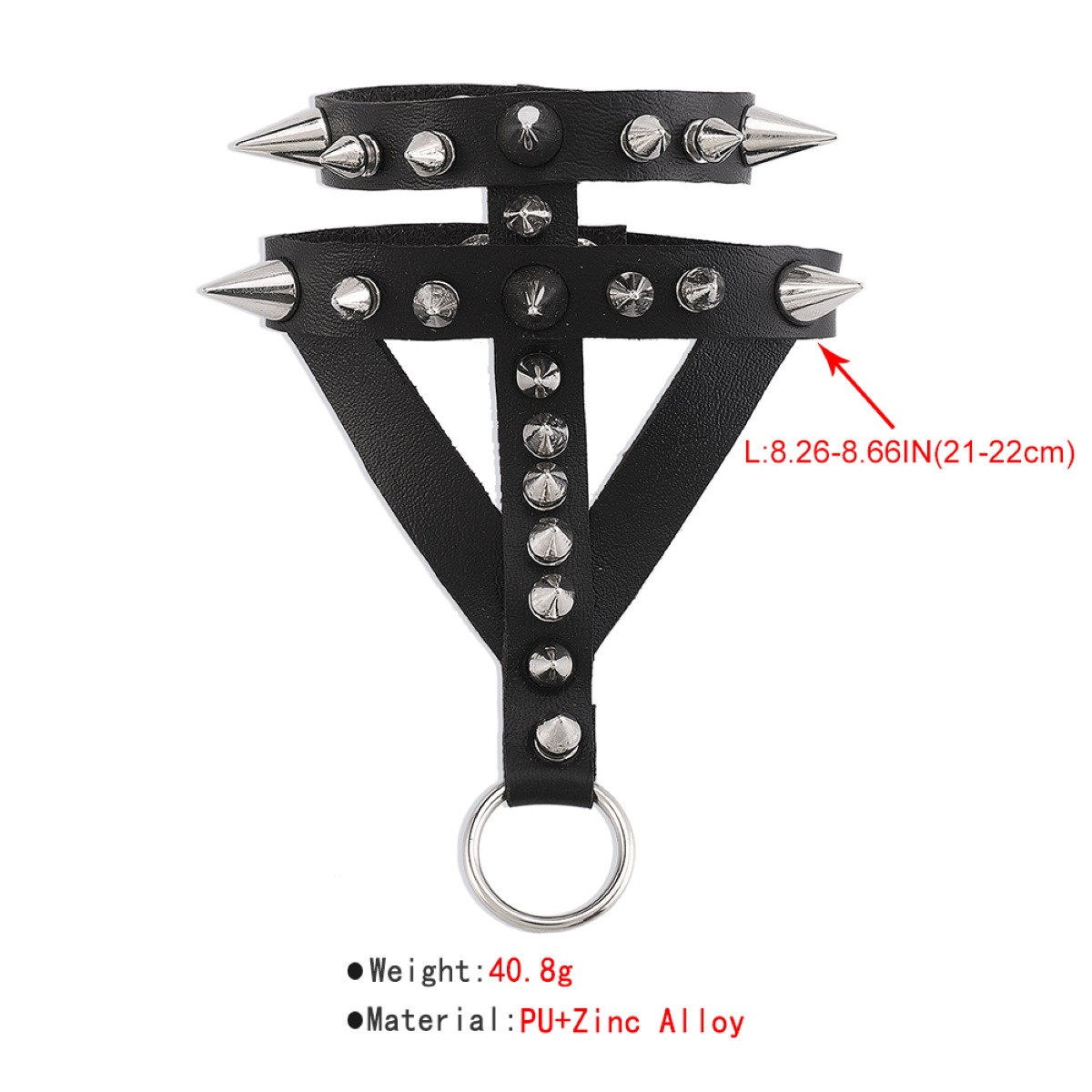 Fashion PU Leather Rivet Double Layer Punk Hidden Hook Adjustable Alloy Bracelet