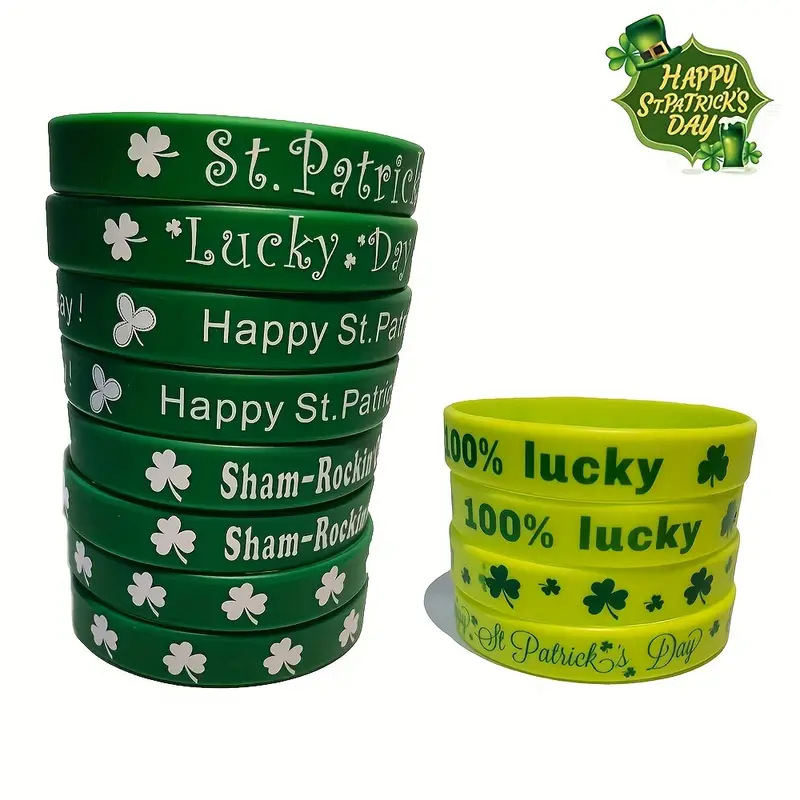 Festival irlandés partido joyería del día de San Patricio trébol pulsera de silicona pulsera irlandesa mano