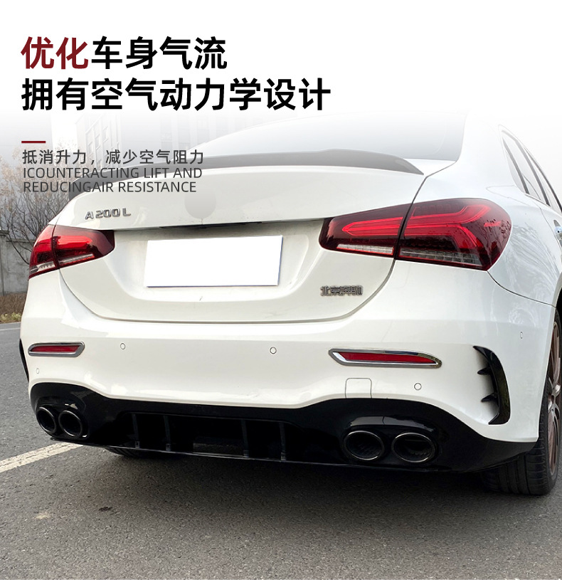 Suitable for Mercedes-Benz a W177 A35 A45 2019+ Hatchback/Sedan Version Rear Lip Tail Lip Tail Throat Kit Modification