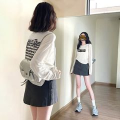 S011 アメリカンレトロレタープリント長袖Tシャツレディース夏スリムフィット万能日焼け止めシャツ