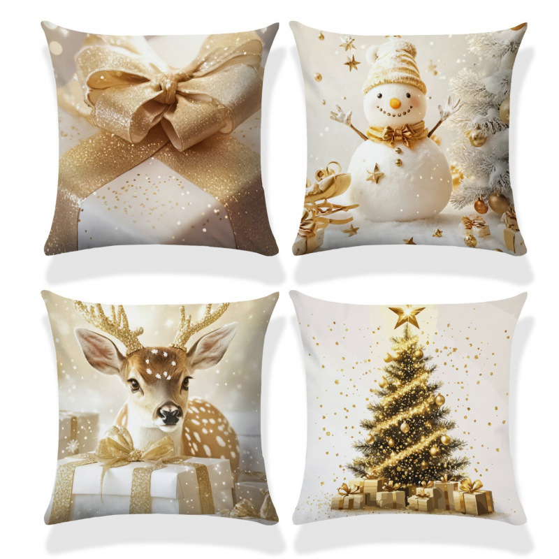 Navidad encontrada explosión abrazo funda de almohada festivales conejo alce decoración sofá atmósfera sensación de lino funda de cojín al por mayor image 19