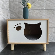 猫窝床头柜耐脏木质小型犬狗屋送毛毯四季通用猫房子泰迪人猫共用