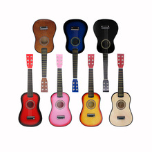 跨境吉他23寸小吉他六弦七色木質小吉他兒童玩具吉他初學者樂器