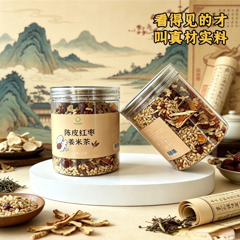 Chen Pi Red Date Ginger Rice Tea 250g Roasted Brown Rice Herbal Tea with Dried Ginger Shreds Sugar Free quality and texture