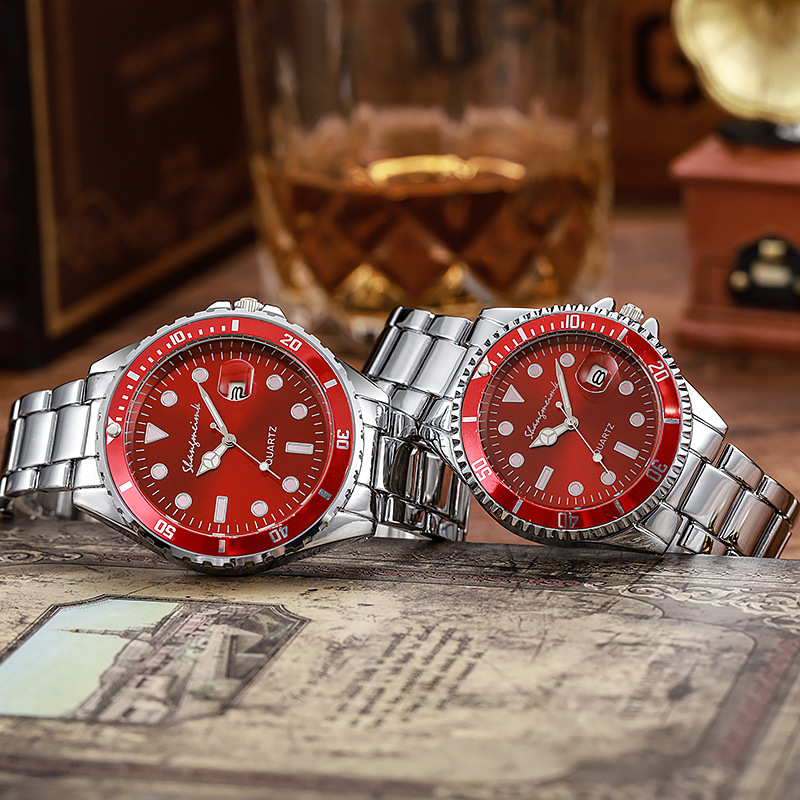 Tiktok Green Shangmei Water Ghost Couple Alloy Watch Glow Calendar Waterproof proof_voghion.com