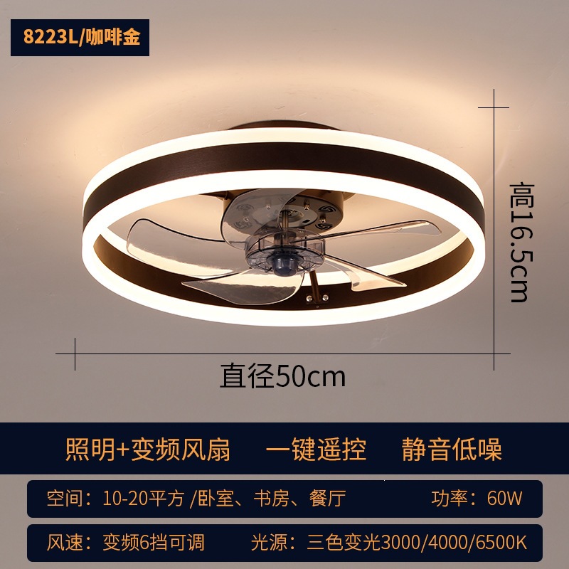 Ventilador de Techo Invisible con Luz 110V de Acrílico Silencioso con Conversión de Frecuencia para Dormitorio y Sala de Estar