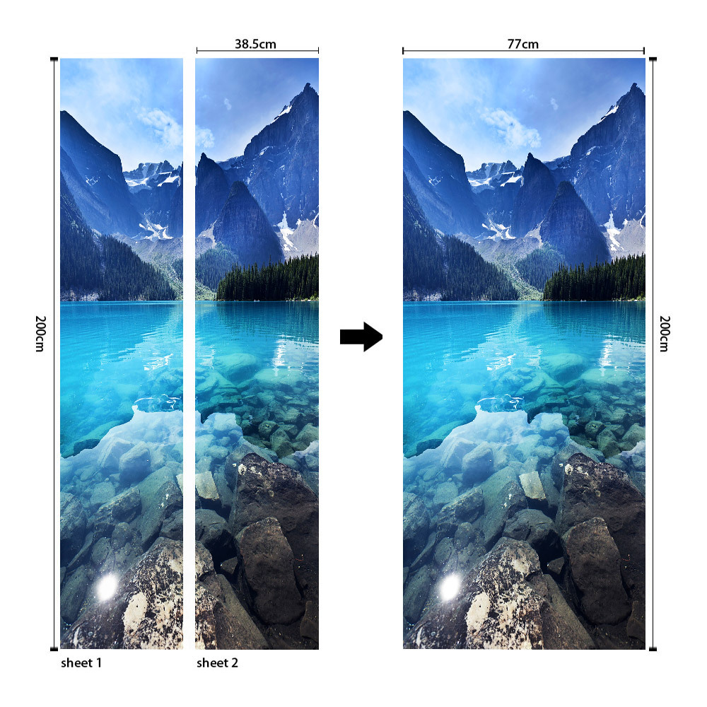 Pegatinas para puertas 3D respetuosas con el medio ambiente, autoadhesivos, fabricantes de origen al por mayor, patrones populares transfronterizos de alta definición, adhesivos para puertas impermeables, a prueba de aceite y antiincrustantes