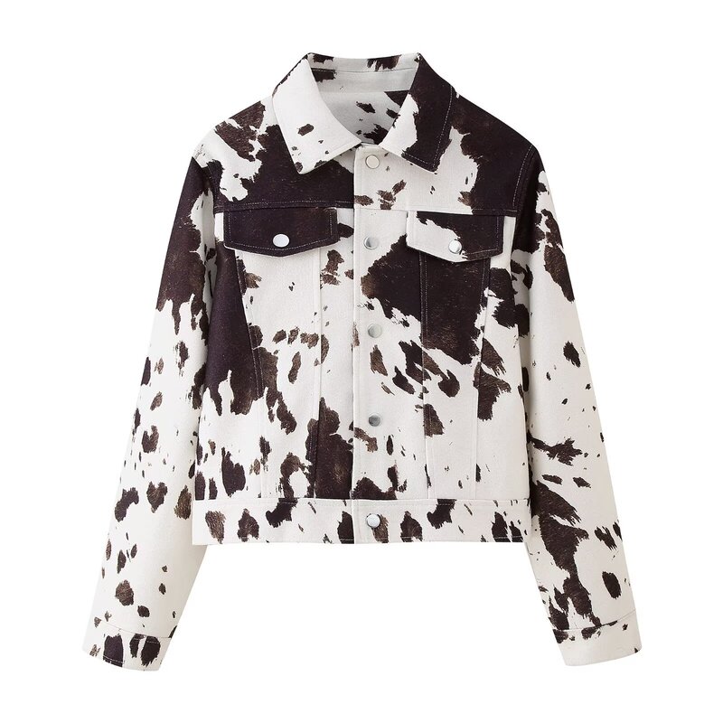 Pb&Za Women's 2025 Summer New Fashion Easiest for Match Animal Print Long Sleeve Jacket