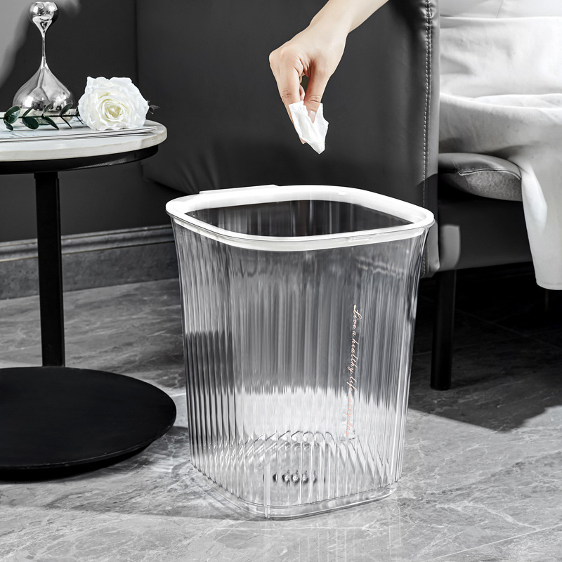 Transparent Trash Can High Beauty Value Home Living Room Light Luxury Kitchen Large Size Large Capacity Bathroom Office Bedroom Bucket