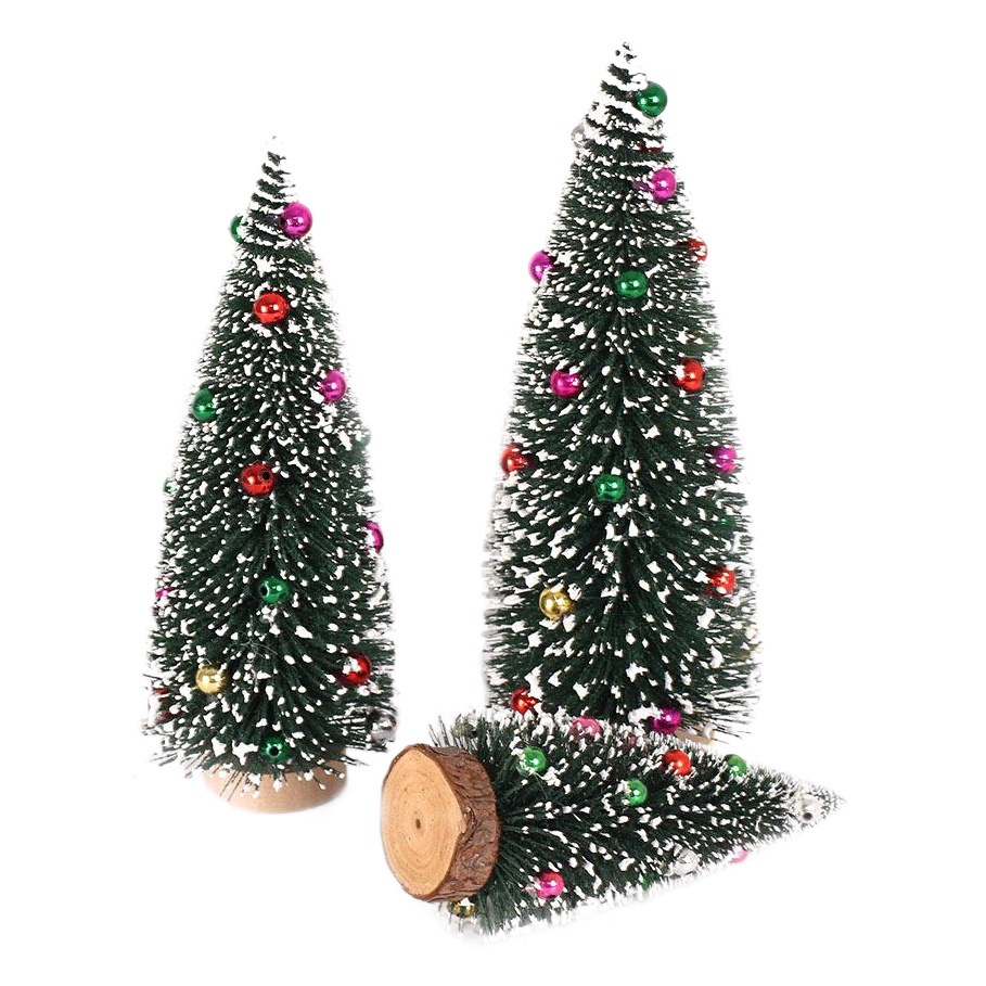Nuevos adornos de Navidad floc adhesivos perlas mini árbol de Navidad adornos de escritorio pequeño árbol de Navidad al por mayor