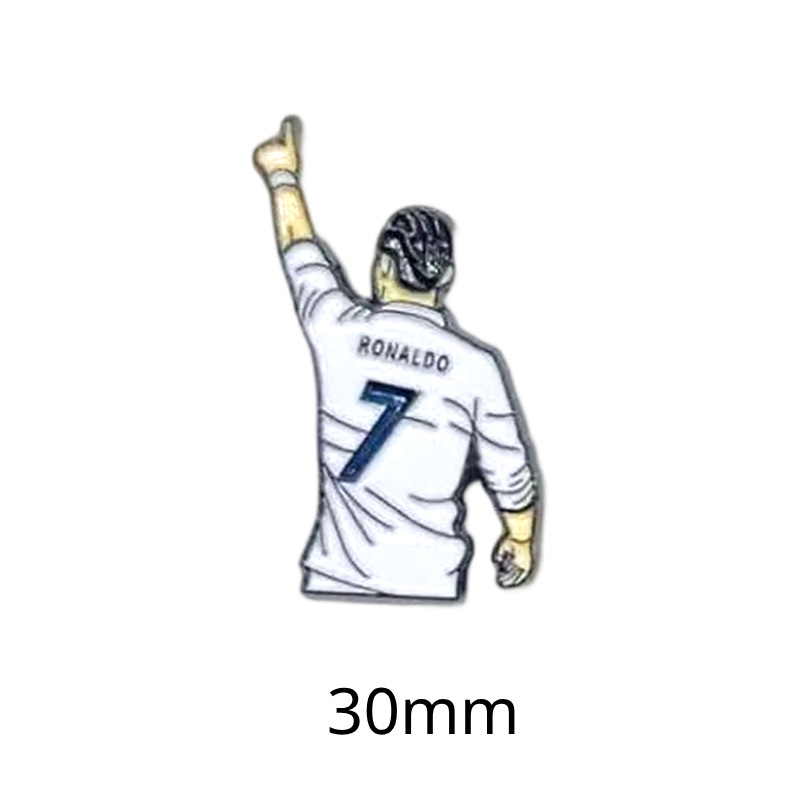 Fabricante personalizado Champions League World Cup Football Super Star Metal Insignia Imagen de dibujos animados Etiqueta del teléfono móvil Insignia Regalo