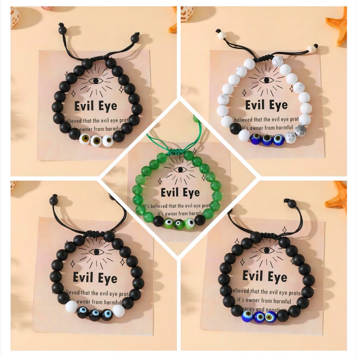 Cross-border Natural Stone Devil Eye Hand-woven Women's Bracelet Creative Turkey Eye Beads Good Luck Hand Rope for Women
