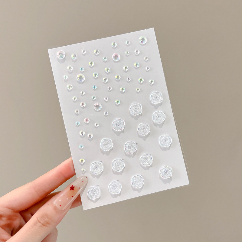 Niños espectáculo de escenario pegatinas de joyas perlas mariposas pegatinas de diamantes de perla maquillaje facial decoración autoadhesiva pegatinas sin pegamento