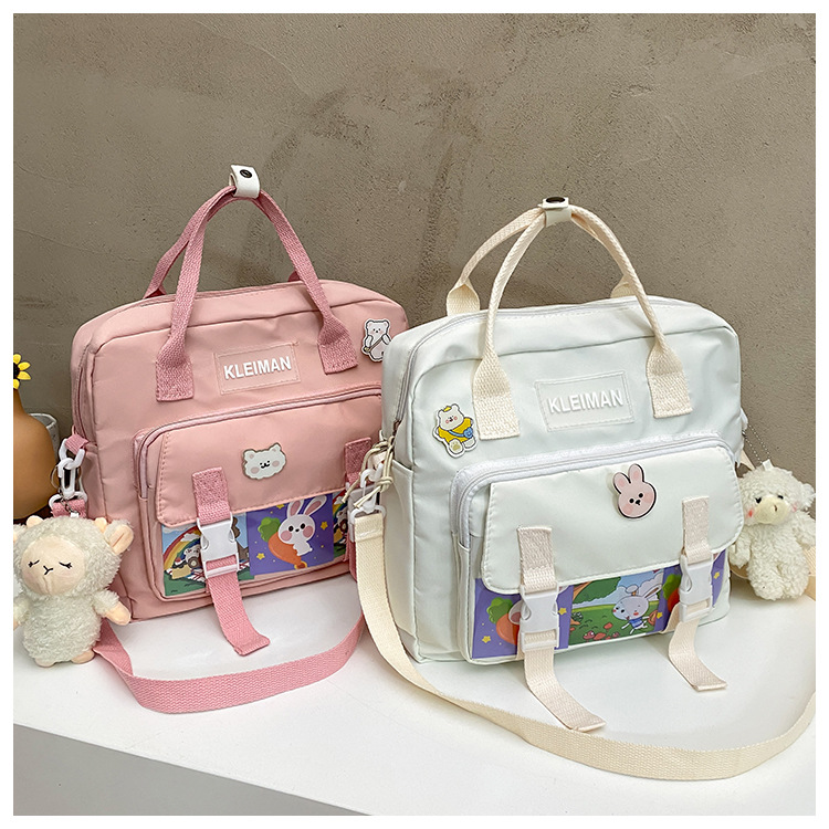Book bag, handbag, canvas bag, large-capacity crossbody bag for girls, single-shoulder bag for primary school students, tutorial bag for classes, tutoring undefined