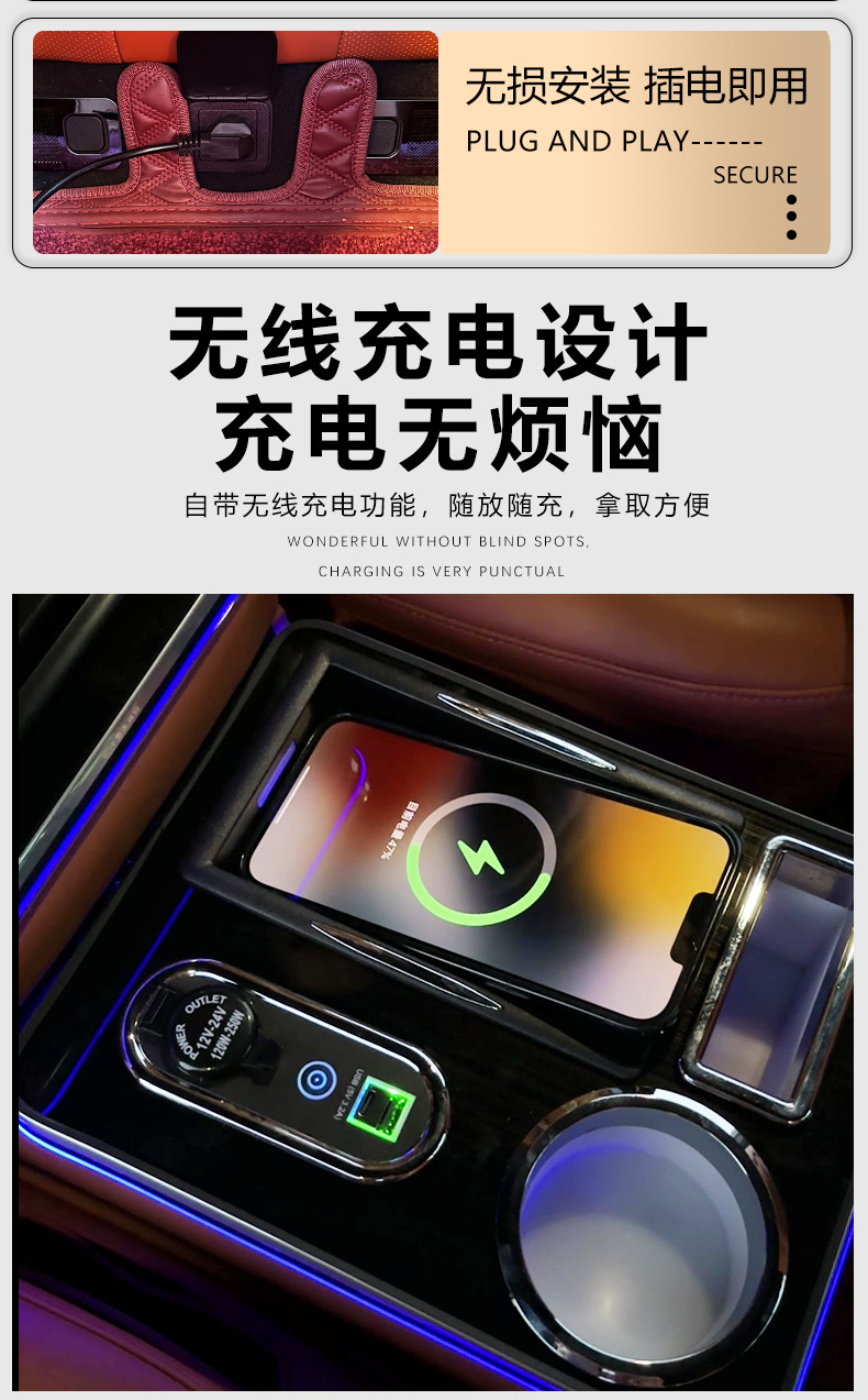 Suitable for the Modification of the Multi-Functional Central Storage Box in the Second-Row Channel Armrest Box of the Ideal L8/L9/One Suv