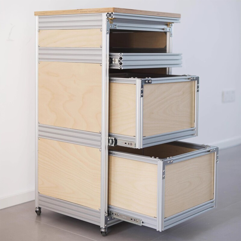 Marine Board Aluminum Profile Sideboard Storage Cabinet Movable Trolley Storage Rack Nordic Simple Modern Side Cabinet