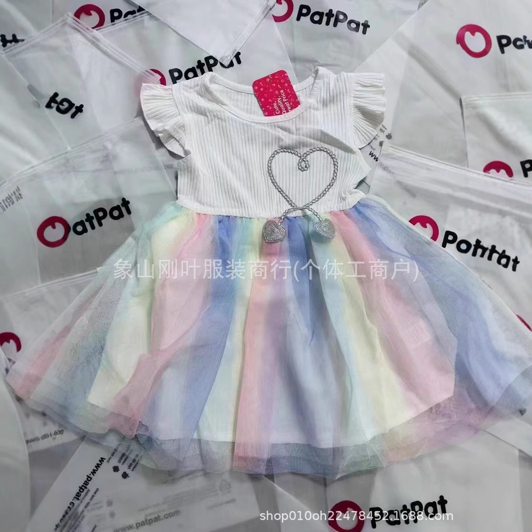 Vestido de Princesa de Malla para Niñas Malla Con Estampado de Dibujos Animados para Verano